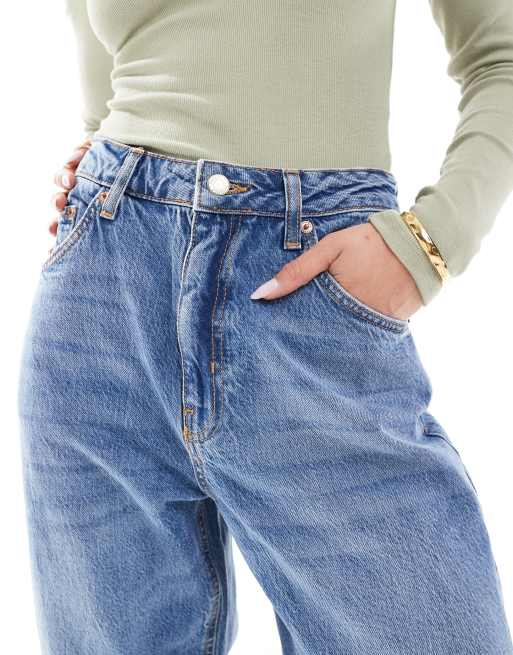 Topshop - Mellemblå jeans med mellemhøj talje og barrelben, 5 af 7