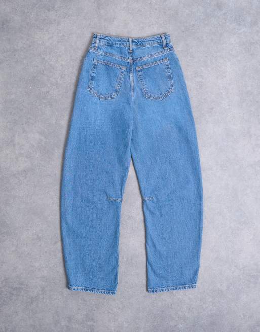 Topshop - Mellemblå jeans med mellemhøj talje og barrelben, 7 af 7