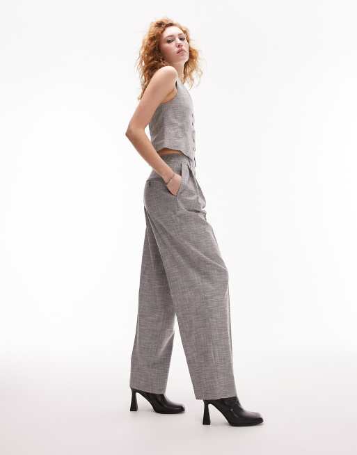 Zara, Pants & Jumpsuits, Zara Jogger Waist Pants Plaid High Waist Gray  White Cropped Size Small