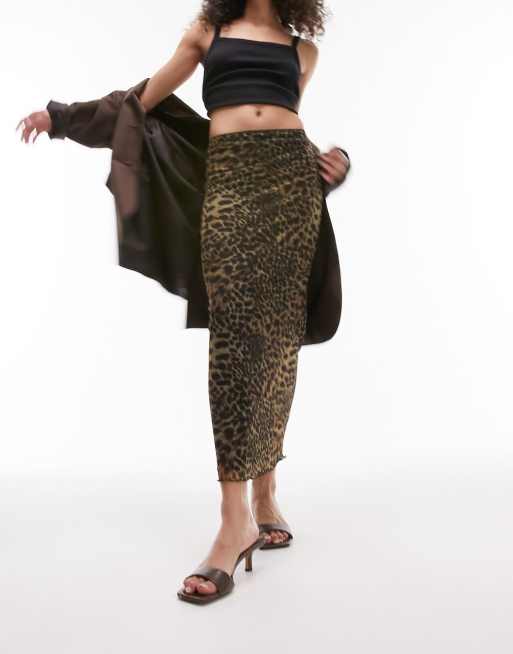 Leopard print hotsell midi skirt topshop