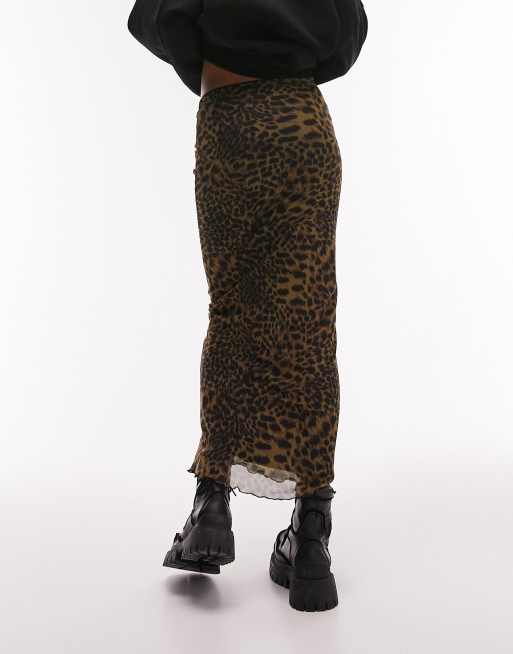 Leopard print clearance midi skirt topshop