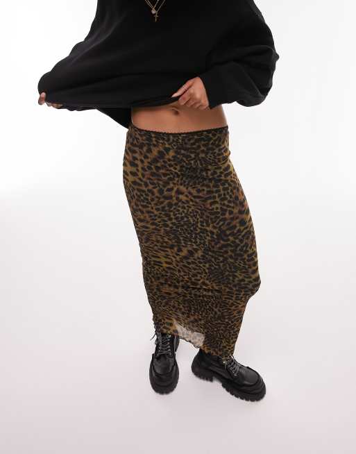 Leopard print hotsell midi skirt topshop