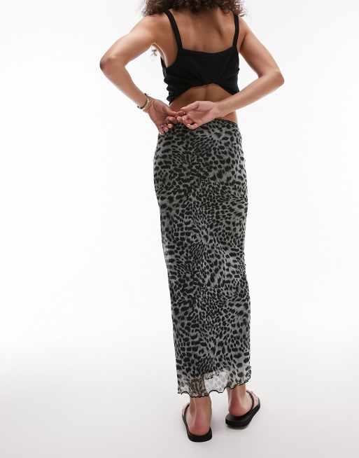 Leopard print 2024 midi skirt topshop