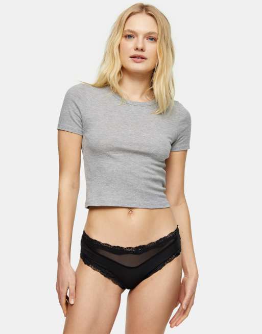 Topshop mesh briefs in black