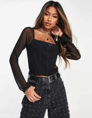 Black Mesh Corset Top | Ardene