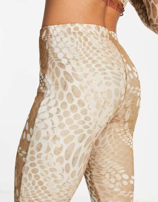 Topshop mesh flared pant in warped spot print - part of a set, 3 of 4