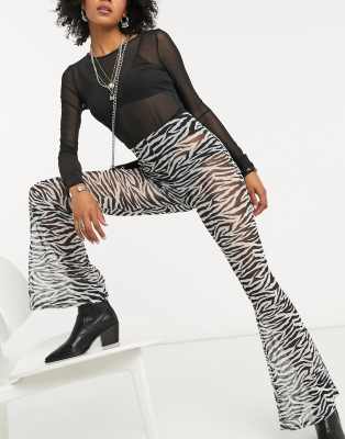 You've Come So Zebra Mesh Flare Pants