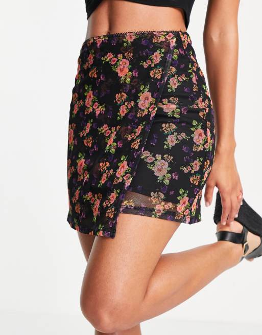 Floral mini 2025 skirt topshop