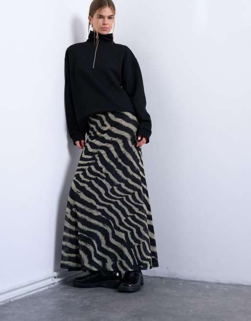 Topshop - Mesh maxirok met strepen in multi