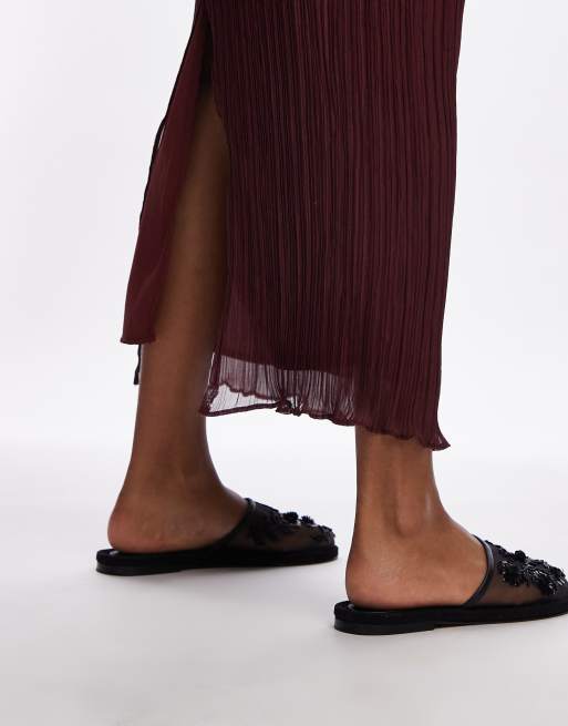 Topshop mesh mule with beading in black, 3 of 4