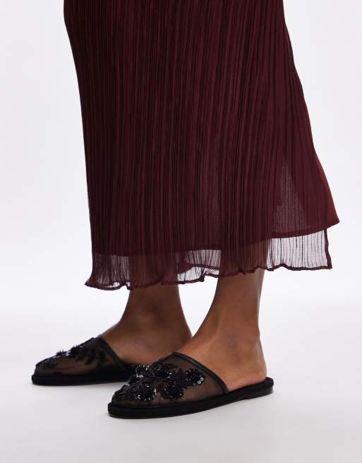 Topshop mesh mule with beading in black, 4 of 4