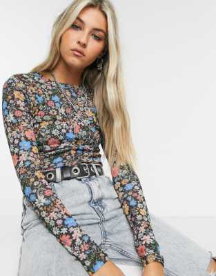 floral mesh blouse