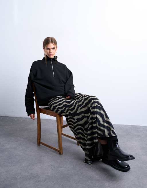 Topshop mesh zebra print maxi skirt in multi, 4 of 5