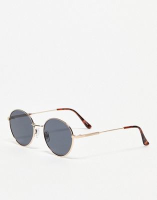 Topshop metal round sunglasses in gold with black lense