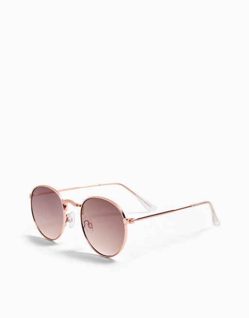 Topshop metal round sunglasses in rose gold
