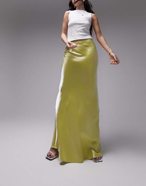 Silk long 2024 yellow skirt