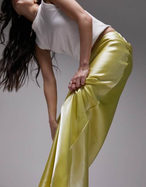 Topshop satin skirt clearance yellow