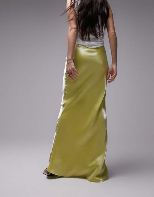 Topshop satin shop skirt yellow