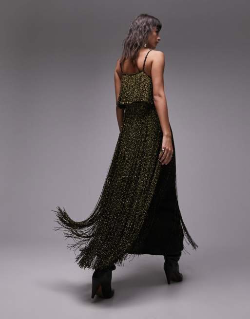 Maxi dress with fringe sale