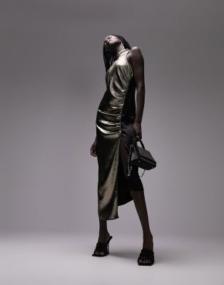 Topshop on sale metallic dress