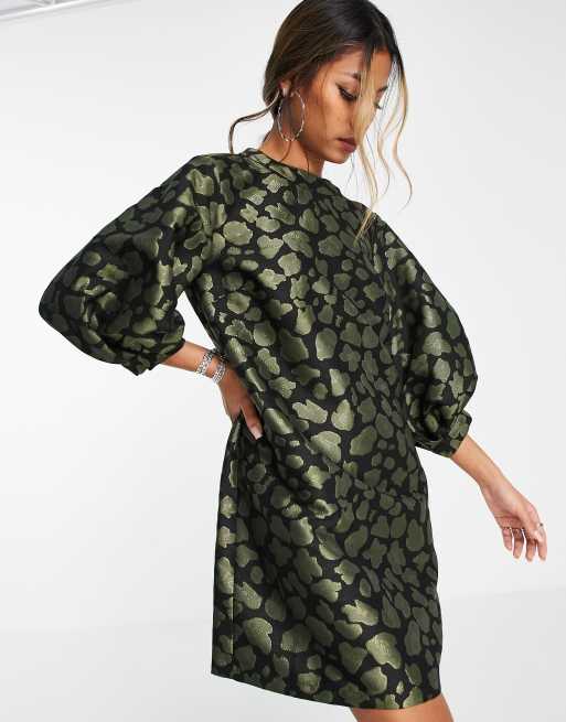 Topshop green clearance animal print dress