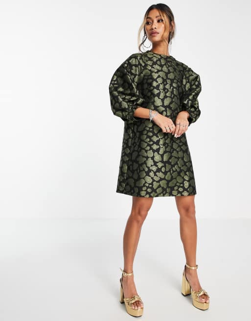 Topshop green 2025 snake print dress