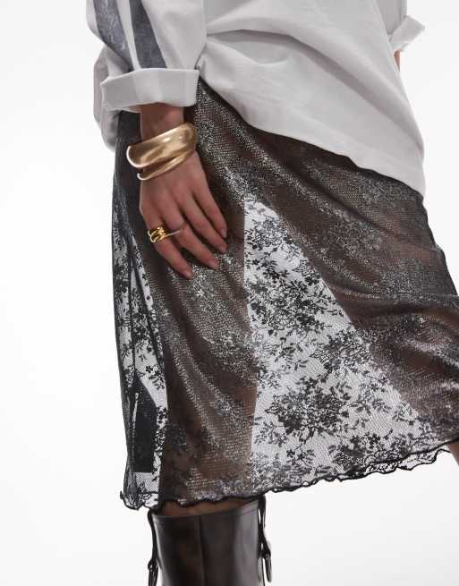 Metallic lace skirt hotsell