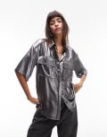 [Topshop] Topshop metallic shirt in gunmetal-Silver 6 Gunmetal