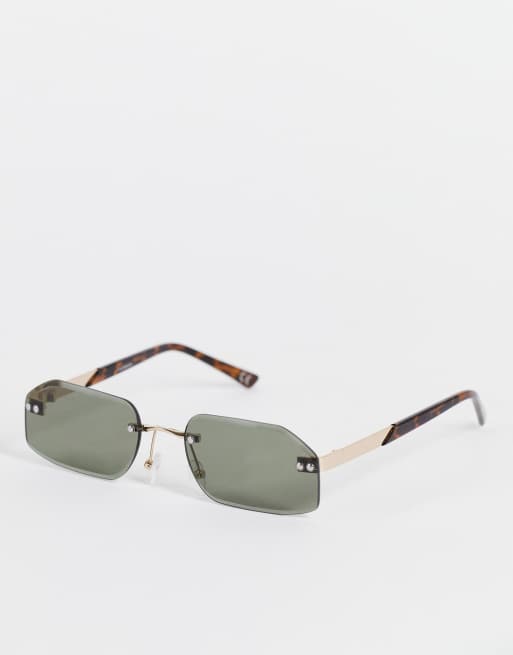 Topshop – Metalowe, prostokątne okulary przeciwsłoneczne 