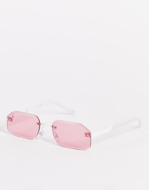 Topshop – Metalowe prostokątne okulary przeciwsłoneczne 