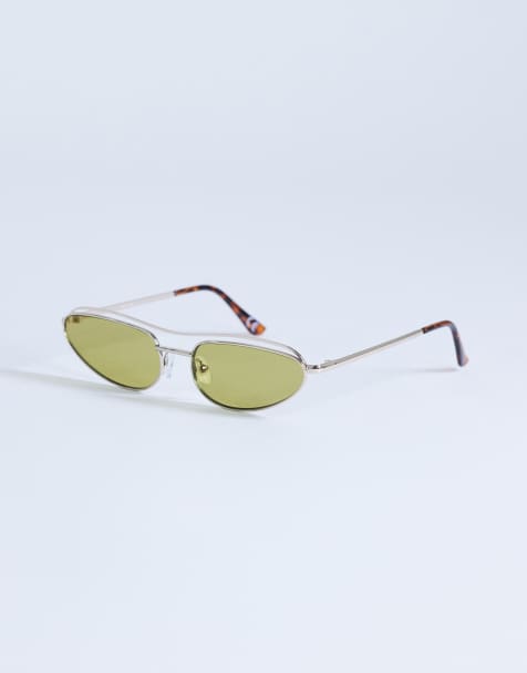 Topshop Mexico metal frame sunglasses in gold - view 1