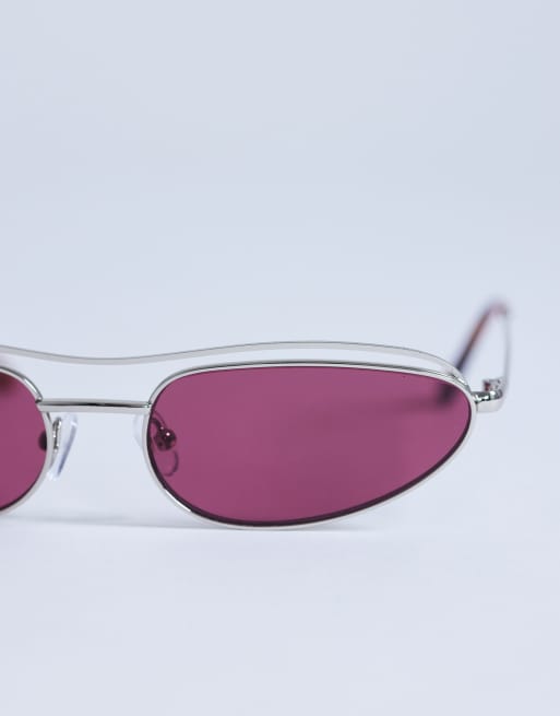 Topshop Mexico metal frame sunglasses in silver tone, 2 of 3