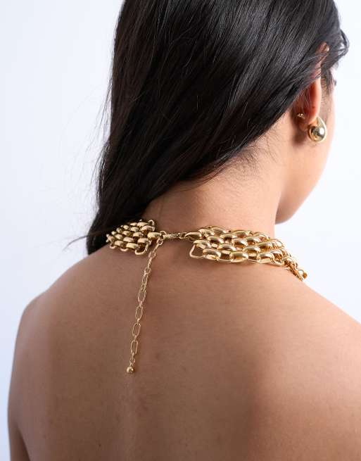 Topshop Mia statement necklace in gold tone ASOS