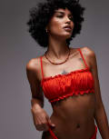 [Topshop] Topshop Miami frill bandeau bikini top in red 18 RED