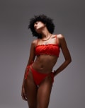 [Topshop] Topshop Miami frill thong bikini bottoms in red 10 RED
