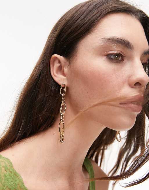 Topshop - Michigan - Boucles d'oreilles à maillons entrelacés - Doré
