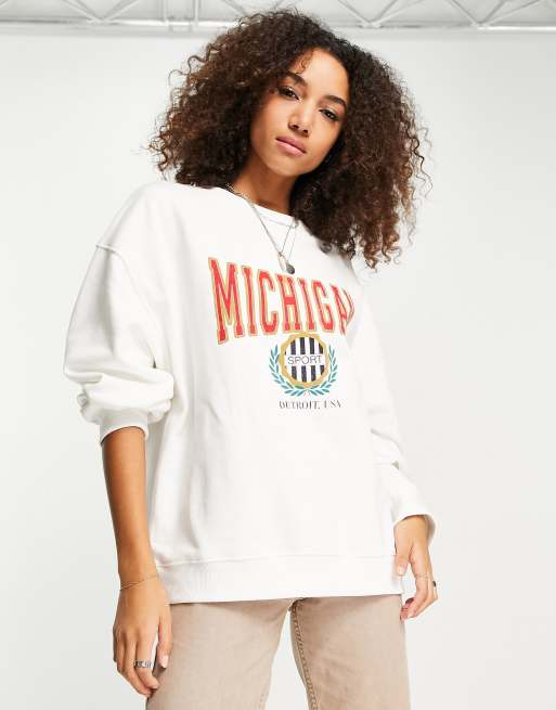 Topshop - Michigan sweatshirt in wit