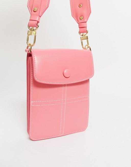 Topshop micro across body back in candy pink