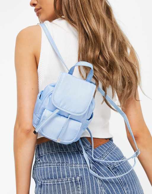 Topshop micro nylon backpack in blue