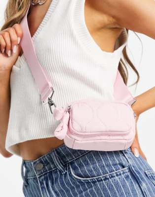 Topshop Micro Quilted Nylon Crossbody Bag In Pink ModeSens