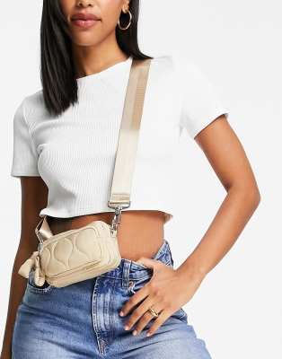 Topshop Micro Quilted Nylon Crossbody Bag In Stone neutral ModeSens