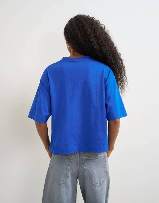 Topshop micro v T-shirt a maniche corte in cobalto, 3 di 4