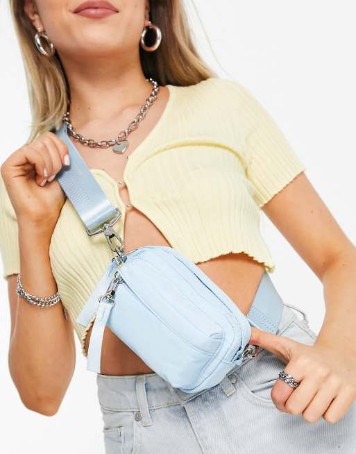 micro zip crossbody in blue ASOS