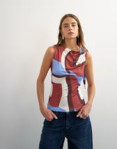 Topshop microfibre abstract knot shoulder tank in brown