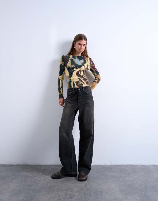 Topshop microfibre abstract print top in multi, 2 of 4