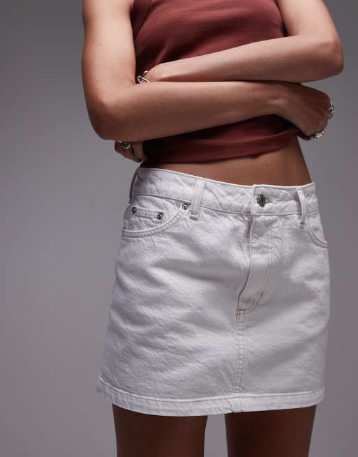 Topshop - Microgonna bianca in denim, 3 di 5