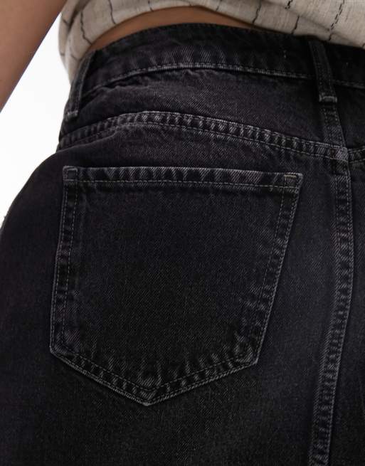 Topshop - Microgonna in denim nero slavato, 5 di 5