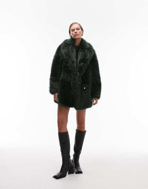 Asos green fur on sale coat