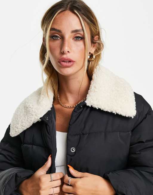 Sherpa collar puffer jacket sale