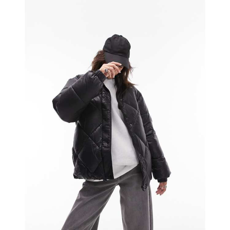 Wet look best sale padded coat